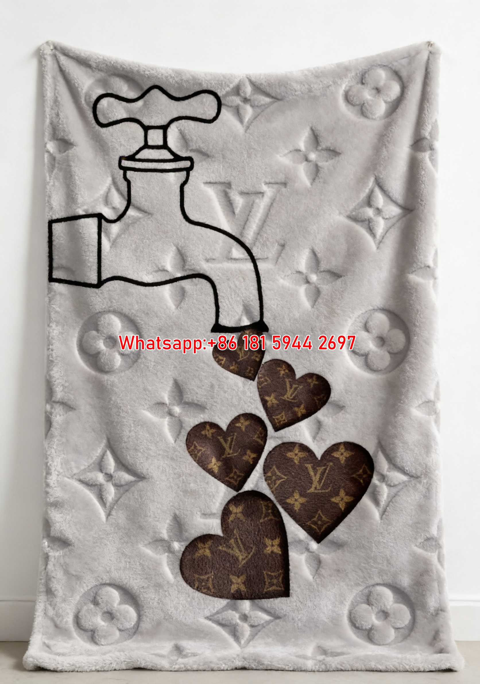 LV Heart Flow Blanket Monogram Love Throw IMG_3594